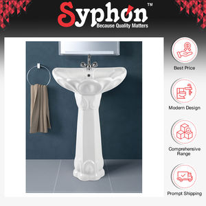 Lavabo en céramique blanche de qualité standard avec piédestal, design attrayant, offert par un concessionnaire de marque, pour une utilisation dans une salle de bain luxueuse - Product Image 2