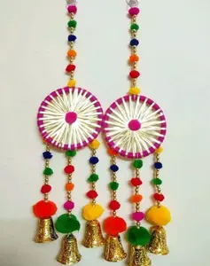 Indian Wind chime Pair Wall Hanging Wedding Function Stage Decoration Items Wall Art Showpiece Door Hanging Event Mehndi Party D