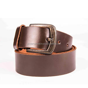 2025 New Original Cowhide <b>Harness</b> Brown Men's Stylish Leather Casual Belt with Old Finish Antique brass pin buckle - Product Image 2