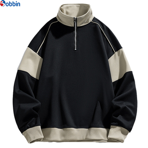 Sudadera con capucha unisex de forro polar extragrande, diseño personalizable, con bloques de color, cremallera de 1/4, transpirable y de alta calidad. - Product Image 3