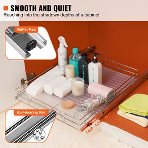 Heavy-Duty 20 "W X 21" D Pull Cabinet Organizer acciaio cromato Roll cassetti portaoggetti per la casa cucina bagno - Product Image 3