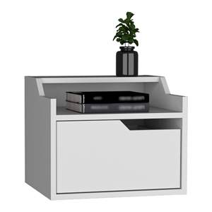 Mesita de noche flotante moderna de dos niveles Winchester con almacenamiento espacioso de un solo cajón - Product Image 3