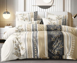 ผ้าปูที่นอนไมโครไฟเบอร์ลายดอกไม้สีเทาทองพรีเมียม 130+ GSM เหมาะสำหรับใช้ในบ้าน ธุรกิจบริการ ของขวัญ และมีจำหน่ายในราคาขายส่ง - Product Image 3