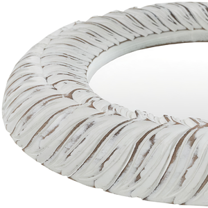Espejo de Pared Redondo con Marco de Madera Tallada, Diseño Moderno en MDF con Acabado Blanco Lavado, para Vestidor o Sala de Estar - Product Image 5