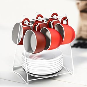 Estante Metálico de Doble Nivel para Tazas con Almacenamiento para Platos, Soporte Minimalista para Vajilla de Cocina, Diseño Apilable de Tipo Vertical - Product Image 3