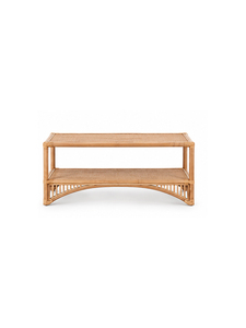 Modern Rattan Coffee <b>Table</b> <b>With</b> Storage <b>Shelf</b> Handmade Living Room Furniture Contemporary Design Luxury Quality - Product Image 1