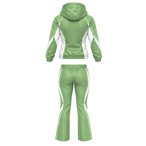 Ensemble athlétique deux pièces pour femmes, veste à capuche entièrement zippée et pantalon de jogging évasé pour l'entraînement, le jogging, la marche et les loisirs - Product Image 2