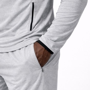 Custom Men Activewear Breathable 100% Cotton Summer Hoodie and Shorts Set Long Sleeve <b>Zip</b> Gym Tracksuit Jogging Outfit OEM - Product Image 5