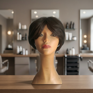 Pelucas de cabello humano cortas con densidad del 130%, tamaño promedio, cabello humano indio, cabello Remy, cabello Taz, hechas en Bangladesh. - Product Image 3