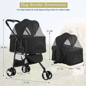 Cochecito para mascotas, para aventuras al aire libre, con paneles de malla con cremallera, portavasos y cabina cómoda - Product Image 5