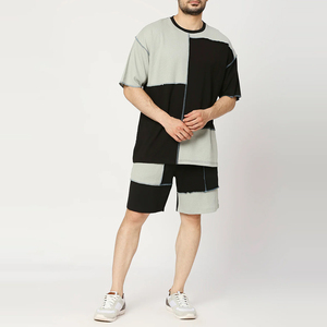 Men's Summer <b>Twin</b> <b>Set</b> Customized 2-Piece Short Sleeve T-Shirt & Shorts 100% Cotton Quick-Drying Breathable Casual OEM Service - Product Image 1
