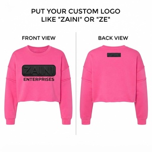 เสื้อสเวตเชิ้ตผ้าฝ้ายฟลีซพรีเมียมรักษ์โลกสำหรับฤดูหนาว 280 GSM สีชมพูร้อนแรง ทรงปกติ ปักโลโก้ สไตล์ลำลอง สตรีทแวร์ สำหรับผู้หญิง - Product Image 1