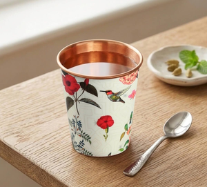 Vaso de Cobre Estilo Oriental con Patrón Esmaltado de Pájaros y Frutas, Resistente al Calor, para Uso en Fiestas y en el Hogar - Product Image 5