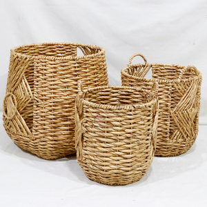 Cesta de Almacenamiento de Jacinto de Agua para Decoración del Hogar, Juego de 3 Cubiertas para Macetas con Asas - Product Image 5