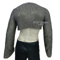 Demi-chemise en maille d'acier doux faite à la main, à manches longues, à anneaux rivetés plats, pour armure de chevalier, cosplay historique, Saint-Valentin