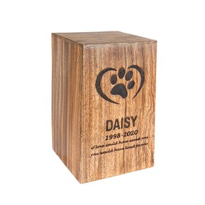 Plaque en bois gravée à la main, boîte rectangulaire avec motif de patte et cœur pour Daisy 1998-2020, décoration d'intérieur, arbre de vie, moderne - Product Image 2