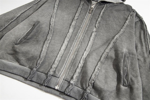 Sudadera con capucha de estilo hip-hop urbano, con letras personalizadas, cierre completo, diseño exclusivo, holgada, para hombre y mujer - Product Image 4