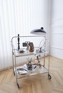 Compact Metal Kitchen Trolley Stand With Utility <b>Shelves</b> And Elegant Finish For Modern Interior Kitchen Decoration - Product Image 1