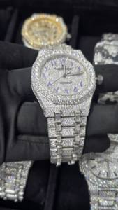 Montre de luxe en acier inoxydable, mouvement mécanique automatique, édition limitée, sertie de moissanite, pour homme, avec boîte - Product Image 3