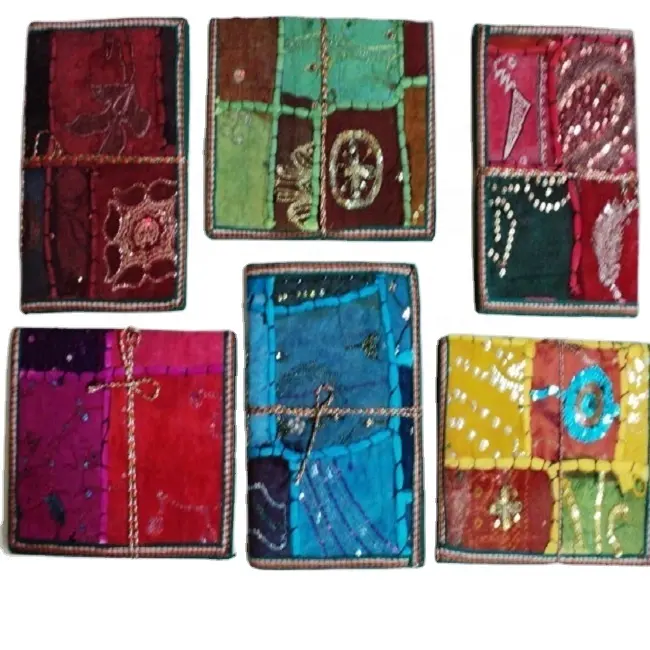 Cuaderno de Patchwork hecho a mano, cuadernos artesanales de la India, conjunto de 4 unidades