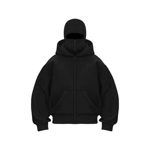 Sudaderas con capucha y sudaderas de algodón personalizadas para hombres 500 Gsm, capucha doble gruesa de gran tamaño con cremallera, hombro caído - Product Image 1