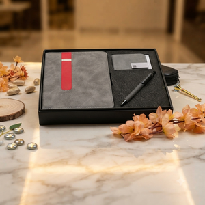 Aurelux - Juego de Regalo Corporativo Premium con Agenda de Cuero Sintético Gris, Bolígrafo y Tarjetero, Kit de Planificador de Negocios para Empleados de Oficina, 192 - Product Image 5