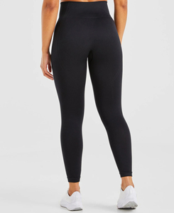 High Waist Full Length Black Knitted <b>Leggings</b> Women Stretchy Breathable Sporty Yoga Pants All Seasons Seamless Design - Product Image 2