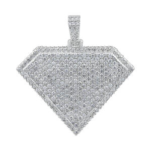 Pendentif Breloque Moissanite Diamant Rond Brillant Sertie de Pierres, Plaqué Rhodium, Argent Sterling 925, Bijoux Hip Hop pour Hommes et Femmes - Product Image 4