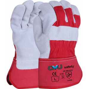 Gants de travail en cuir pleine fleur de qualité supérieure pour les ouvriers du bâtiment, la manutention de matériaux et les travaux en extérieur, disponibles à la vente - Product Image 4