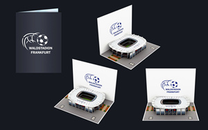 Tarjeta de Felicitación 3D Pop-Up del Waldstadion de Frankfurt, Impresión Digital, Papel con Barnizado Mate - Product Image 3