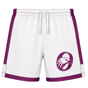 Pantalones Cortos de Rugby Blancos y Morados, Cintura Elástica con Cordón, Uniforme de Equipo Personalizado, Ropa Deportiva Transpirable para Entrenamiento, Ropa Deportiva de Alto Rendimiento - Product Image 1