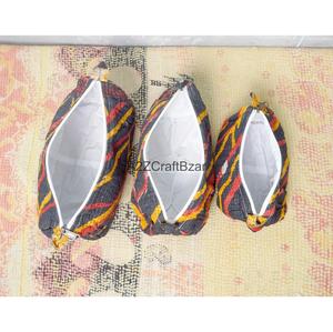 Kantha Quilted Eco-Friendly Waterproof for Pouches Durable Zipper Floral Printed Cotton Fabric Women - Product Image 4