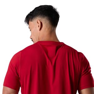 T-shirt de sport rouge pour homme en coton premium, col rond, entraînement, fitness, vêtements de sport décontractés - Product Image 5