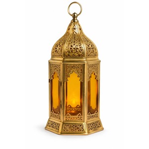 Farol de Cristal Ámbar con Baño de Oro al por Mayor |   Iluminación Decorativa Hecha a Mano - Product Image 1