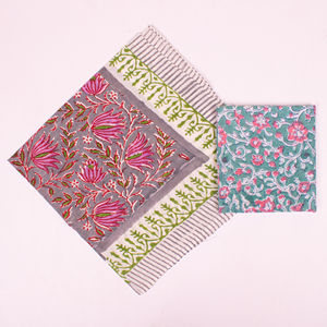Skin-Friendly Bandana Unisex <b>Accessory</b> Ethnic Cotton Square Scarf Handkerchief Organic Natural Dye Block Print Wrap - Product Image 1