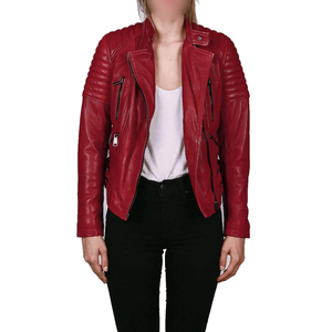 Full Maroon Color Hand Made Factory Rate Unique Design New Adult <b>Women</b> Wear Leather Jackets <b>Women's</b> Genuine Leather Jacket - Product Image 1