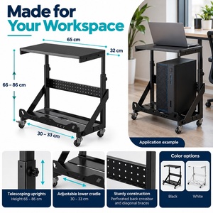 Carrito Ajustable para PC S-M07, Soporte Móvil para Computadora con Ruedas y Estante Superior para Oficina, Juegos y Estaciones de Trabajo - Product Image 2