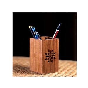 Support à stylos en bois fait main, organisateur de bureau au design moderne, forme rectangulaire, multi-compartiments, capacité personnalisable pour - Product Image 5