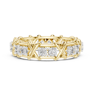 Ensemble de bagues classiques en diamants de laboratoire taillés, en or jaune massif 18 carats plaqué rhodium, pour fiançailles, fêtes, Saint-Valentin, événements glamour - Product Image 3