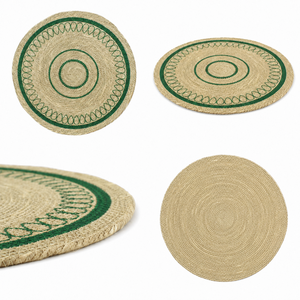 DCI Handwoven Rattan <b>Placemat</b> <b>Table</b> Mat Green Geometric Pattern Bohemian Style Home Decor Handmade Natural Fiber Medium - Product Image 2