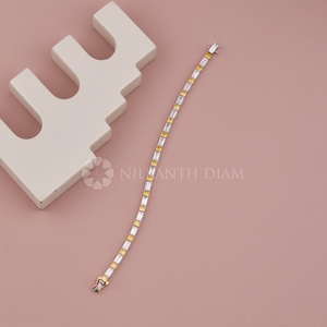 Brazalete de Diamantes de Oro Sólido de 10K, 14K y 18K con Diseño Elegante, Forma Princesa y Radiante, Diamantes Creados en Laboratorio para Saplier - Product Image 2
