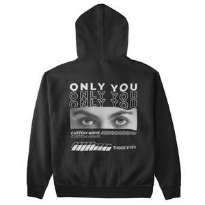 Sweat à capuche personnalisé avec logo, motif graphique yeux et lettres, col rond, pour femmes et hommes, en coton, pull d'hiver pour les fêtes, fabricant - Product Image 1