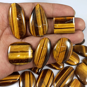 Piedra Preciosa Natural de Ojo de Tigre Amarillo de la Mejor Calidad, Corte Cabochón, Forma Mixta para Joyería - Product Image 1