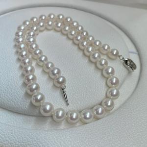สร้อยคอไข่มุกน้ำจืด 7-10 มม. สร้อยคอแบบมุกเม็ดใหญ่ แสงสว่าง สร้อยคอแบบใส สีขาว สำหรับใส่กับเสื้อไหมพรม ของขวัญสำหรับสร้อยคอไข่มุก - Product Image 2