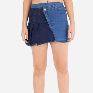 Falda vaquera vintage casual de moda 2026 para mujer, minifalda vaquera de cintura alta con corte en A para chicas, servicio OEM - Product Image 1