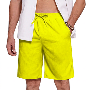 Shorts Bermuda pour Homme Bleu Marine Couleur Unie Taille à Cordon Tissu Oxford Coton Décontracté Taille Moyenne avec Poches - Product Image 5