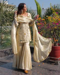 Modern <b>TOP</b> & BOTTOM DUPTTA HEAVY POUR CHINON SILK 3MM <b>SEQUIN</b> EMBROIDERY WORK SUIT for <b>PARTY</b> - Product Image 2