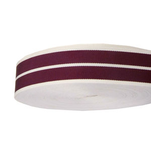 Ruban gros-grain rayé 1-1/2 pouce de large, bordeaux et blanc, garniture décorative artisanale en polyester tissé simple face - Product Image 6