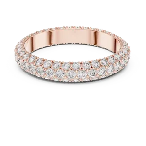 Anillo de Eternidad de Doble Hilera Ancha con Diamantes Cultivados en Laboratorio, Oro Sólido de 10K, 14K, 18K, Unisex, Color E, Corte Brillante Redondo, Regalo - Product Image 5