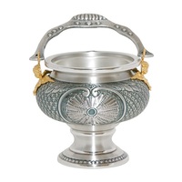 Excellent pot à eau bénite en laiton avec poignée, design rond, décoration traditionnelle pour la maison, ornement d'intérieur pour église et maison, finition durable